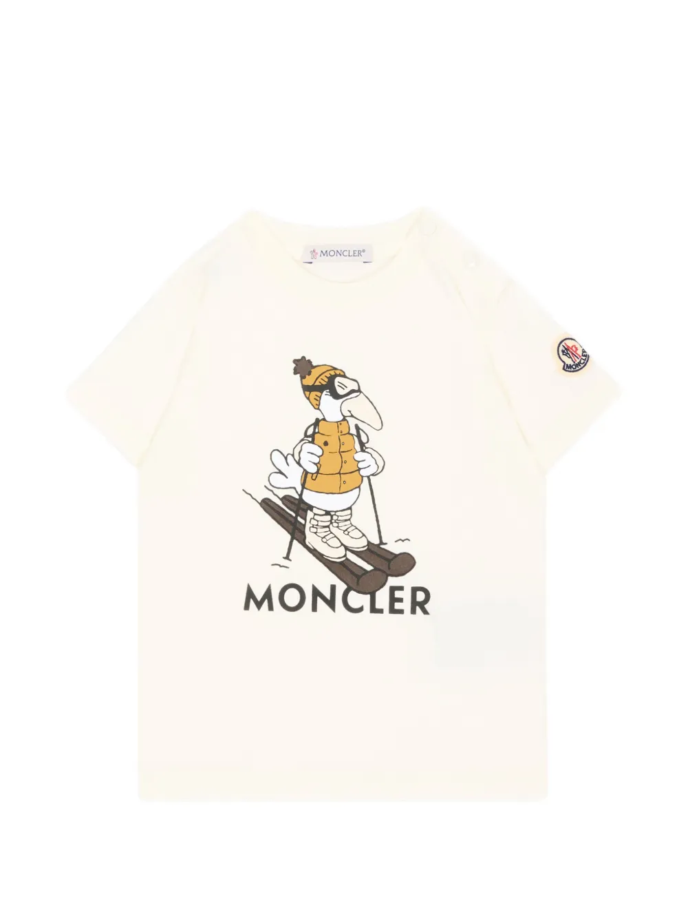 Moncler Enfant MonDuck T-shirt met schouderknoop en print Wit