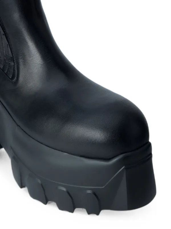 Rick Owens Tower Beatle Mega Tractor Boots In Washed Calf Leather