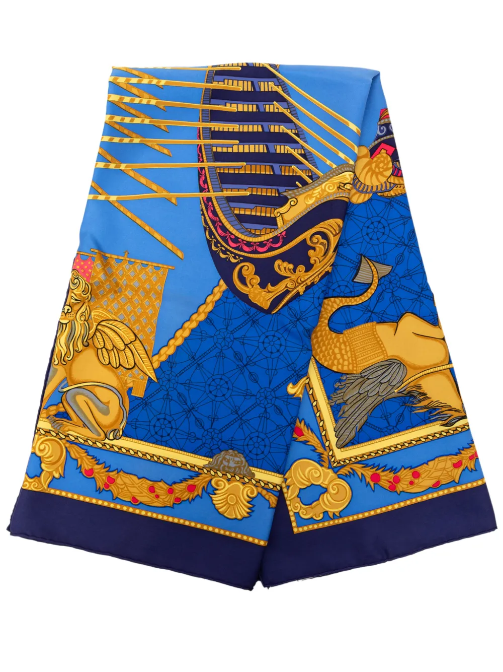 Hermès Pre-Owned 2000-2026 Les Bissone De Venise Silk Scarf 90 scarves - Blu