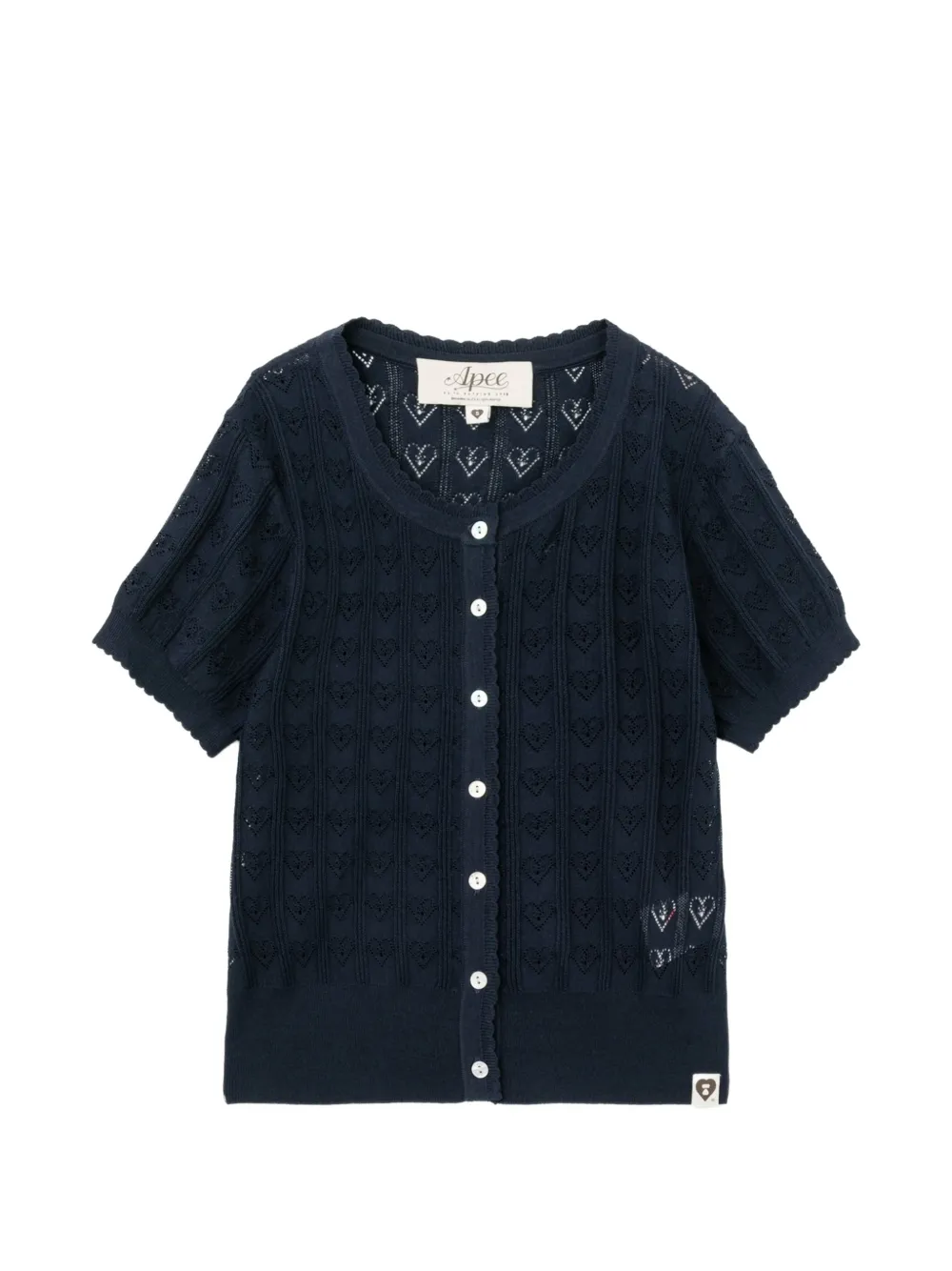 APEE™ by *A BATHING APE® heart-pointelle cardigan - Blue