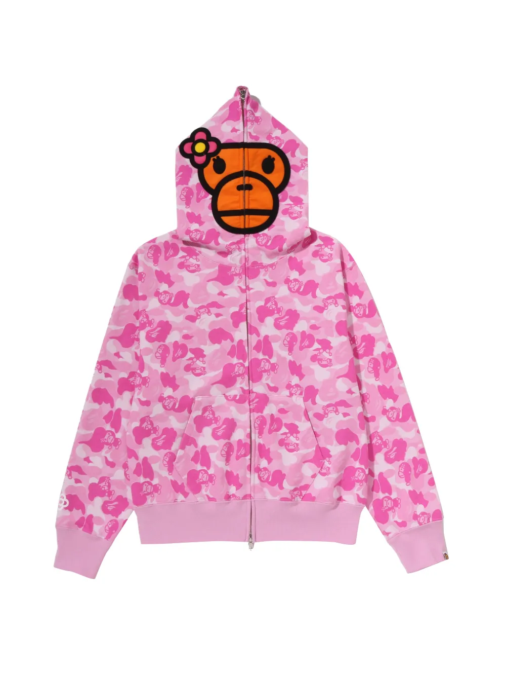 A BATHING APE® full-zip camouflage-print hoodie - Pink