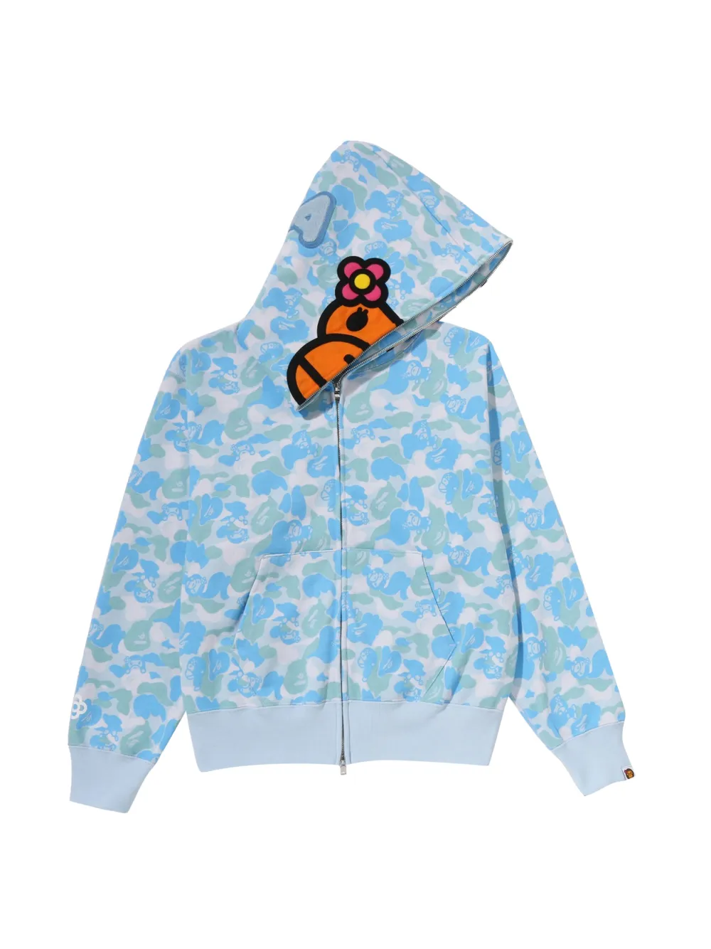 A BATHING APE Hoodie met camouflageprint en rits Blauw