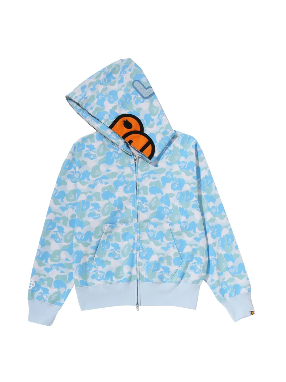 A BATHING APE Hoodie met camouflageprint en rits Blauw