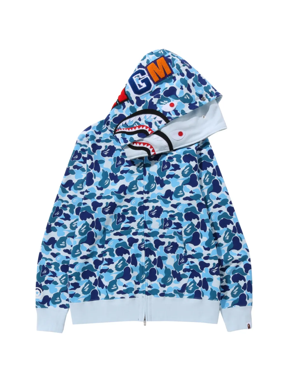 A BATHING APE full-zip camouflage-print hoodie Blauw