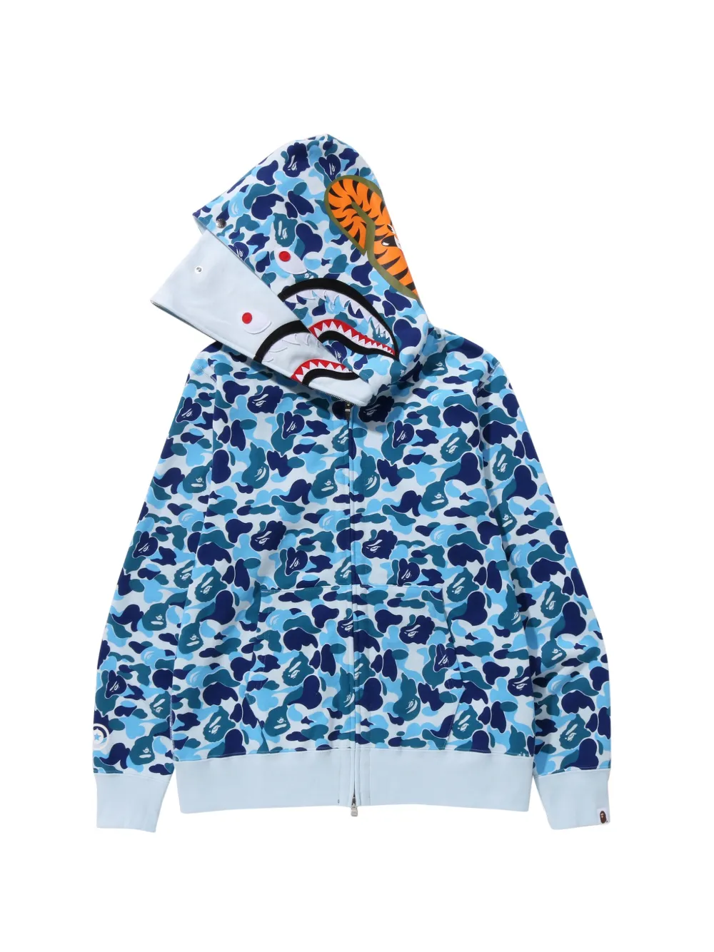 A BATHING APE full-zip camouflage-print hoodie Blauw