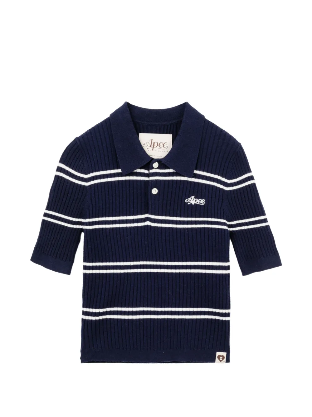 APEE™ by *A BATHING APE® striped ribbed-knit polo top · XS
