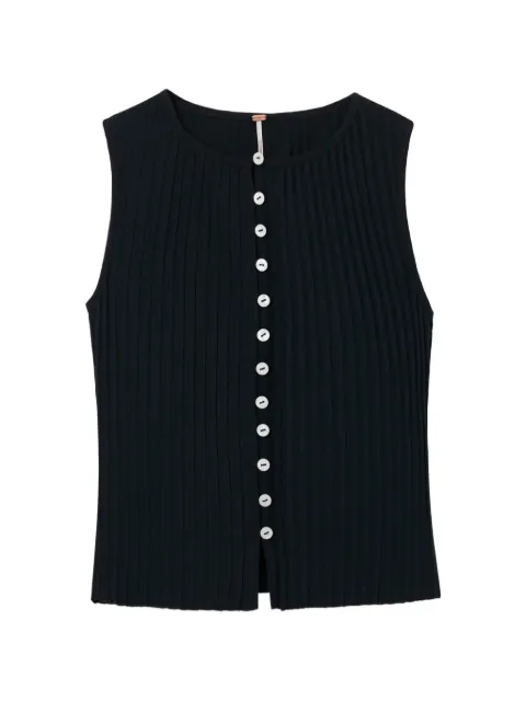 Free People ribbed-knit button-front top
