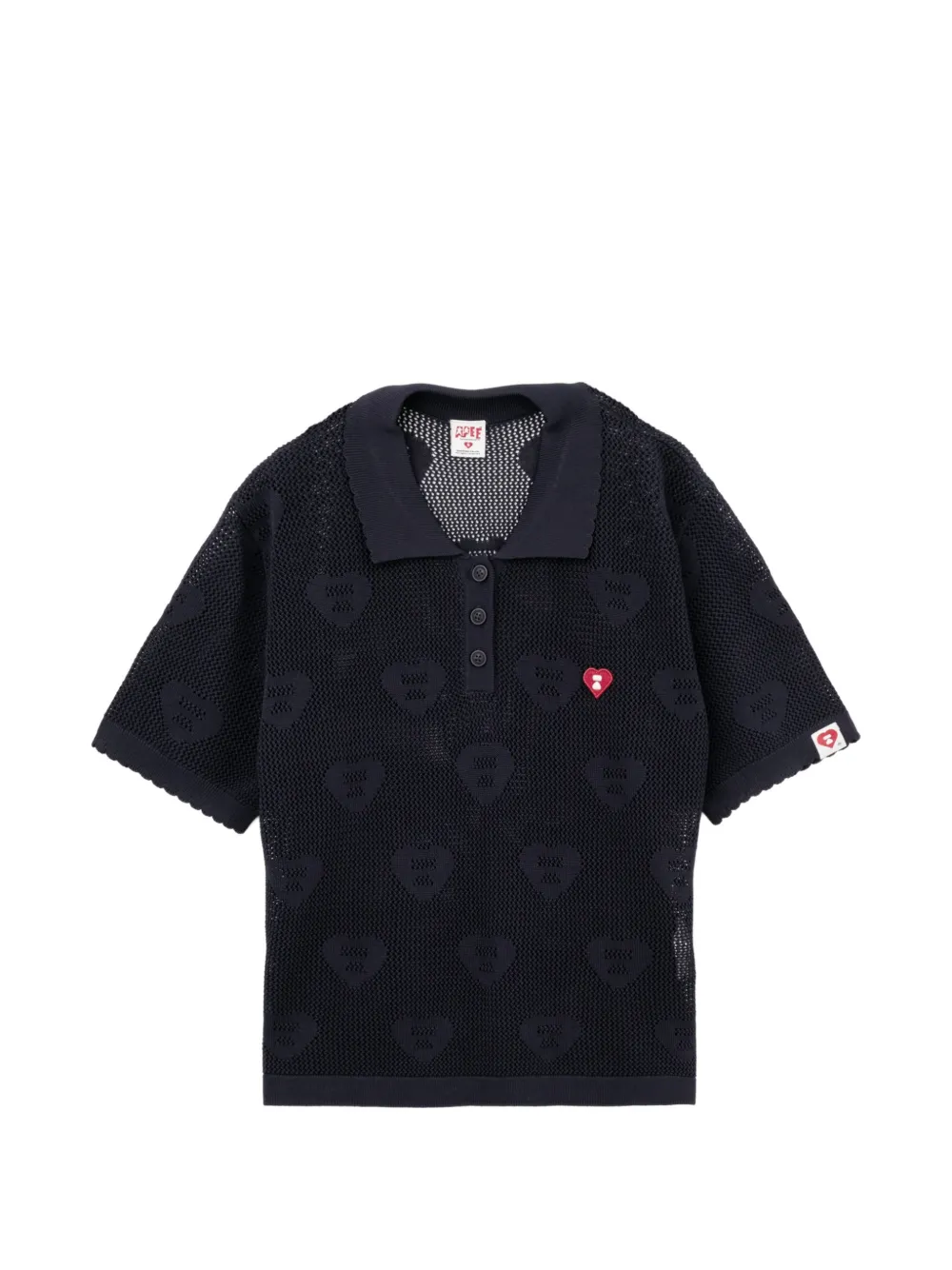 APEE™ by *A BATHING APE® heart-motif open-knit polo shirt