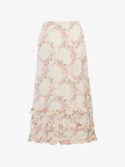 Simone Rocha floral-print ruffled midi skirt