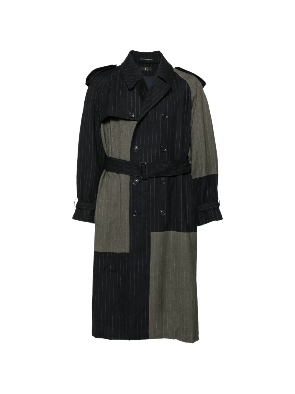 Y's pinstripe-pattern single-breasted trench coat - Nero
