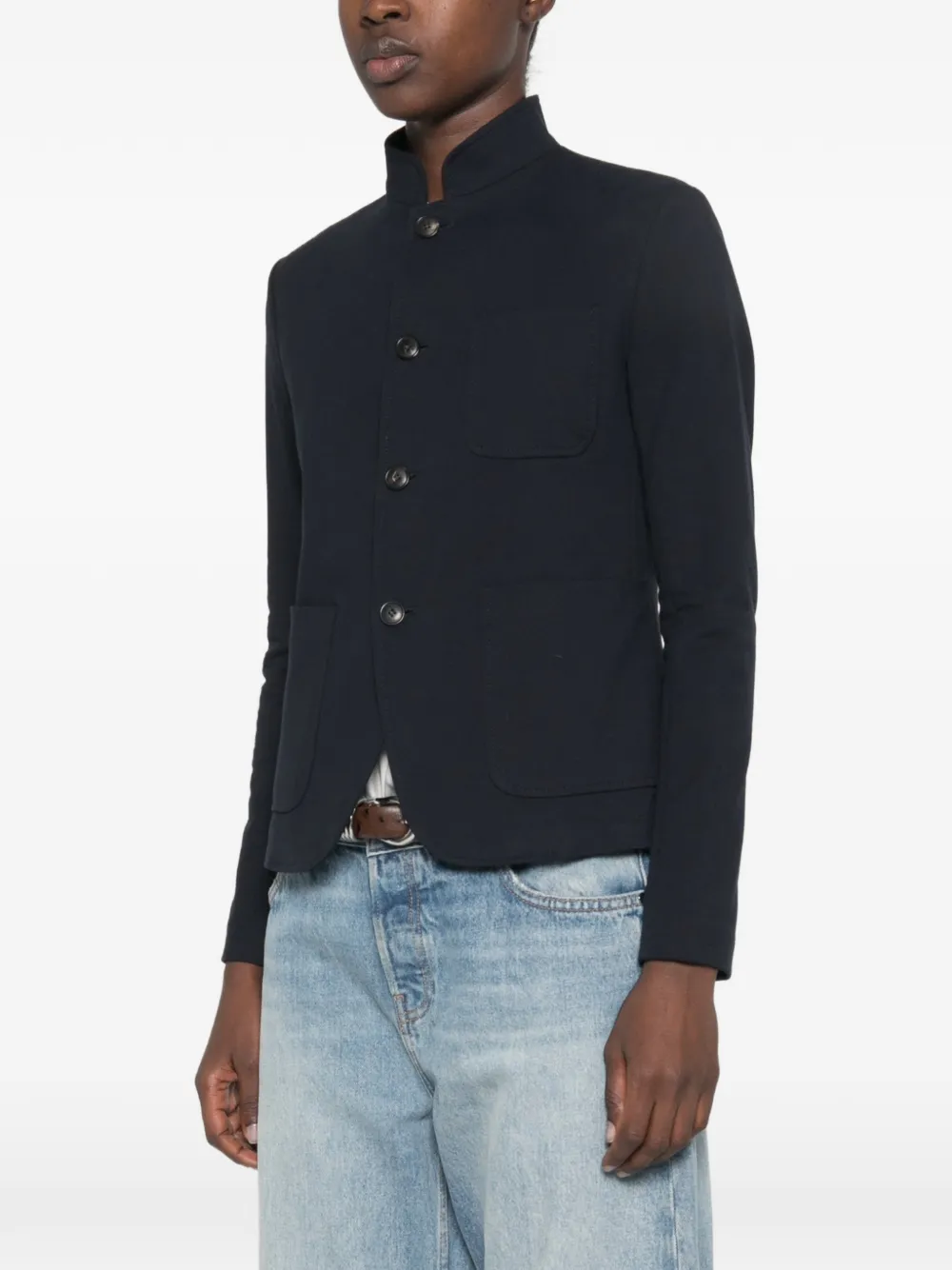 Circolo 1901 Jack met opgestikte zak en mandarijnkraag Blauw