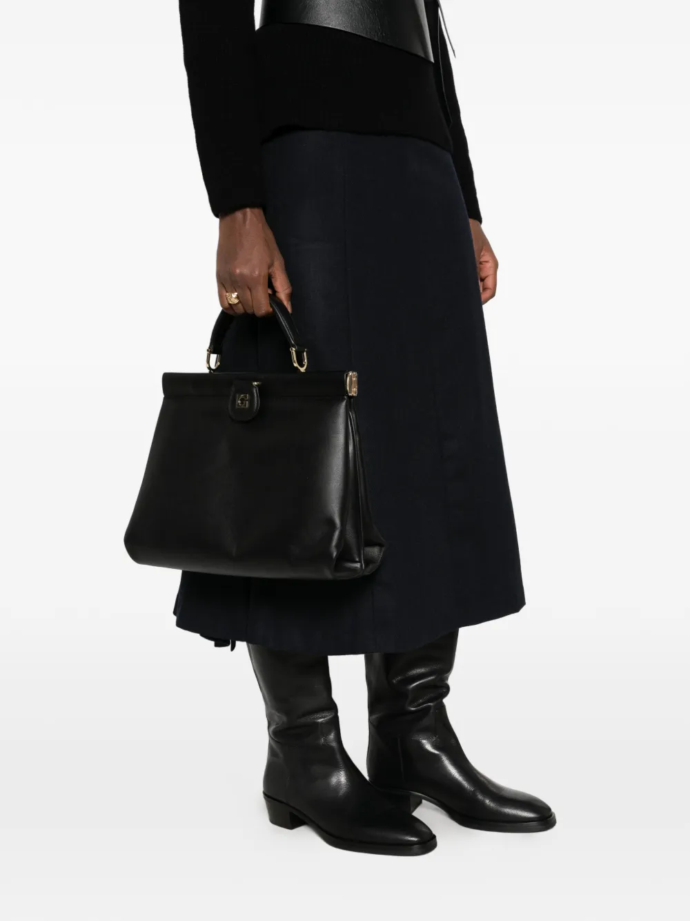 Gherardini logo-plaque leather tote bag Zwart