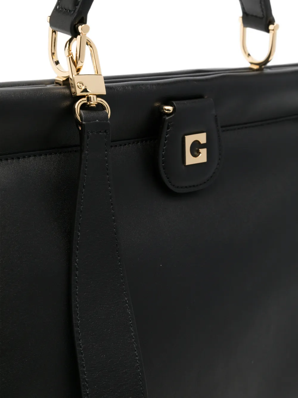 Gherardini logo-plaque leather tote bag Zwart