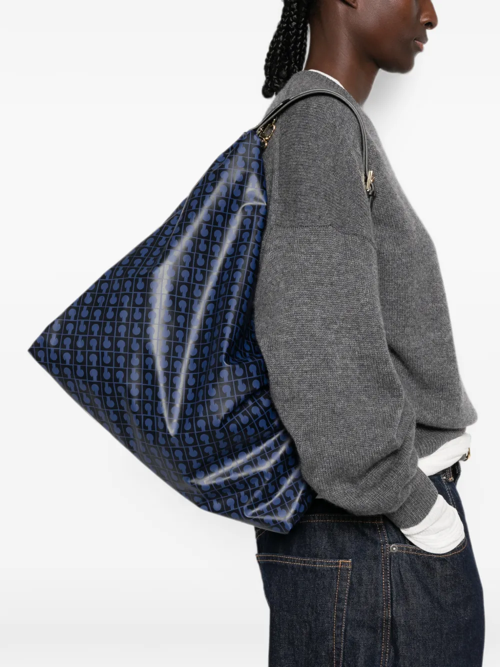 Gherardini Shopper met monogramprint Zwart