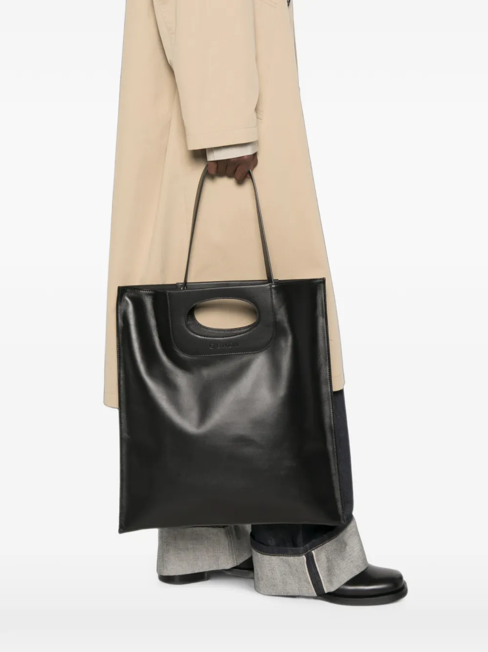 Gherardini Piattina leren shopper Zwart