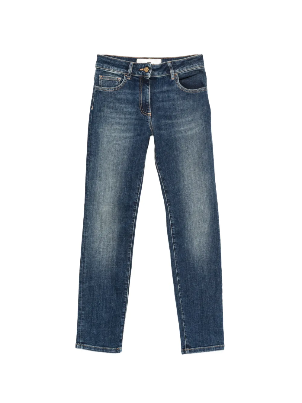 Elisabetta Franchi faded-effect embroidered-logo jeans - Blu
