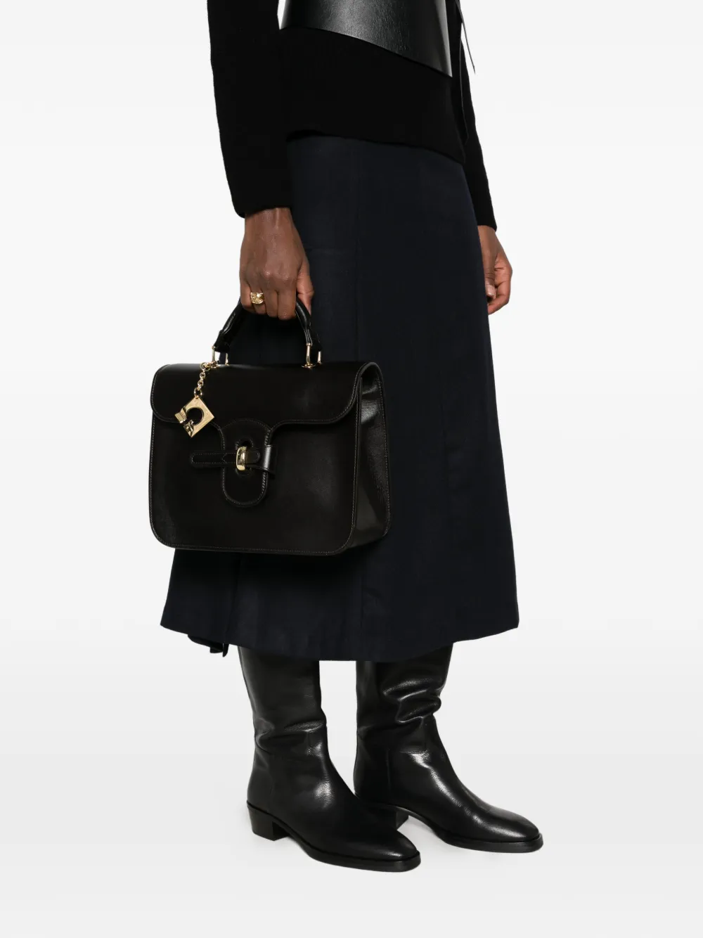 Gherardini Bellona leather tote bag Zwart