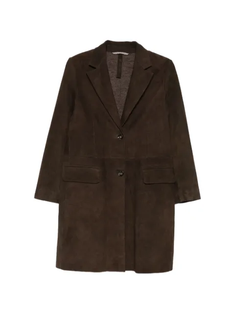 The Jackie Leathers notched-lapel suede coat