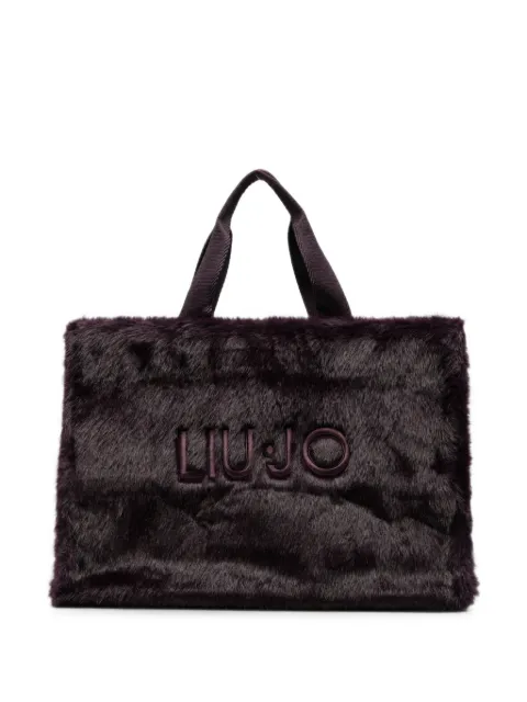 LIU JO sac cabas brodé de fourrure artificielle