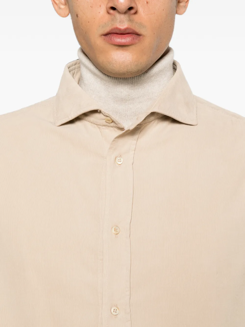 Brunello Cucinelli Ribfluwelen overhemd Beige