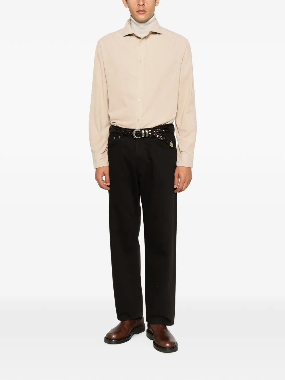 Brunello Cucinelli Ribfluwelen overhemd Beige