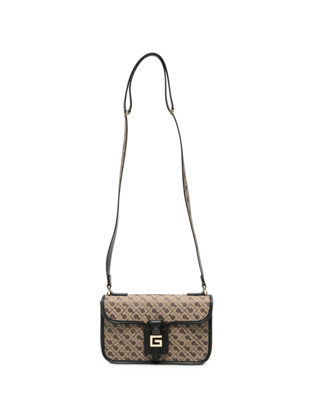 Gherardini monogram-print logo-buckle shoulder bag - Nude