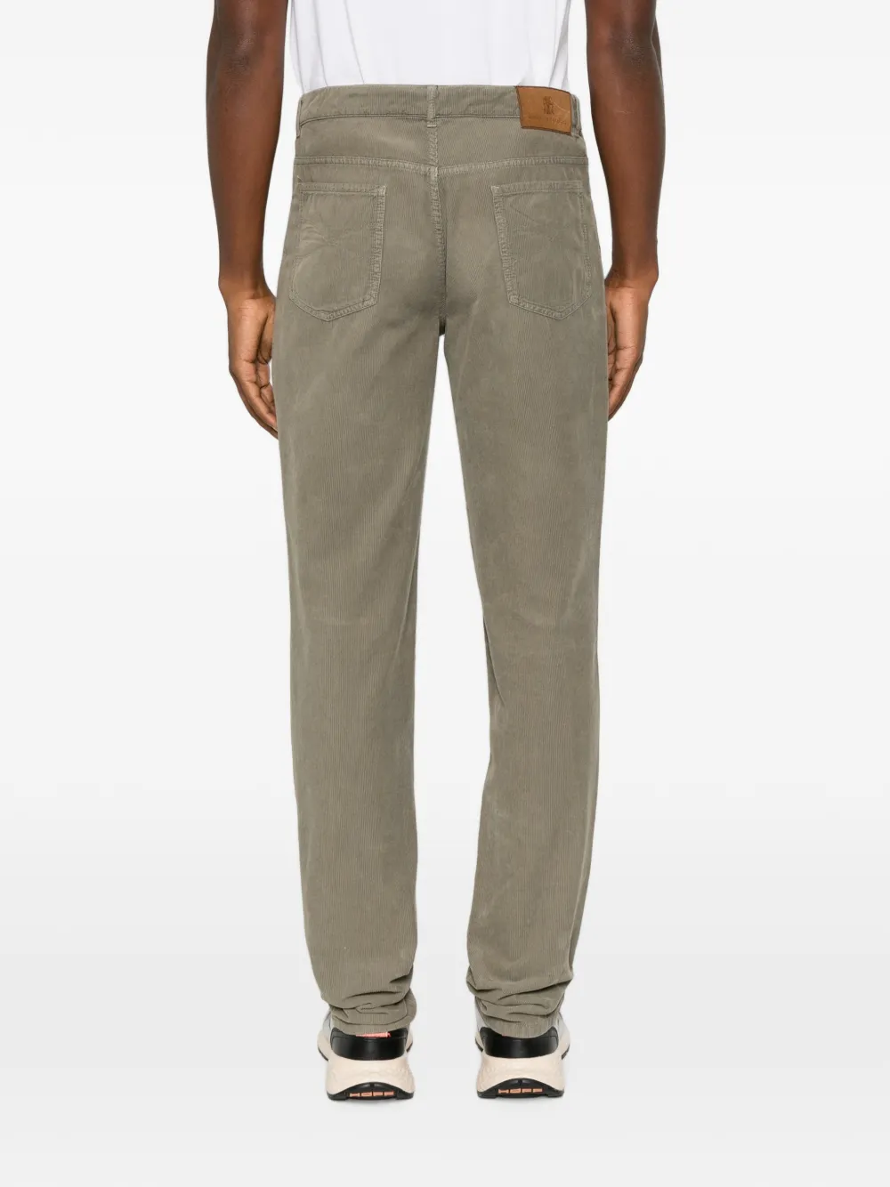 Brunello Cucinelli Broek met ribfluwelen textuur Groen