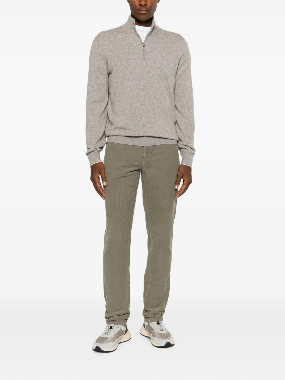 Brunello Cucinelli Broek met ribfluwelen textuur Groen