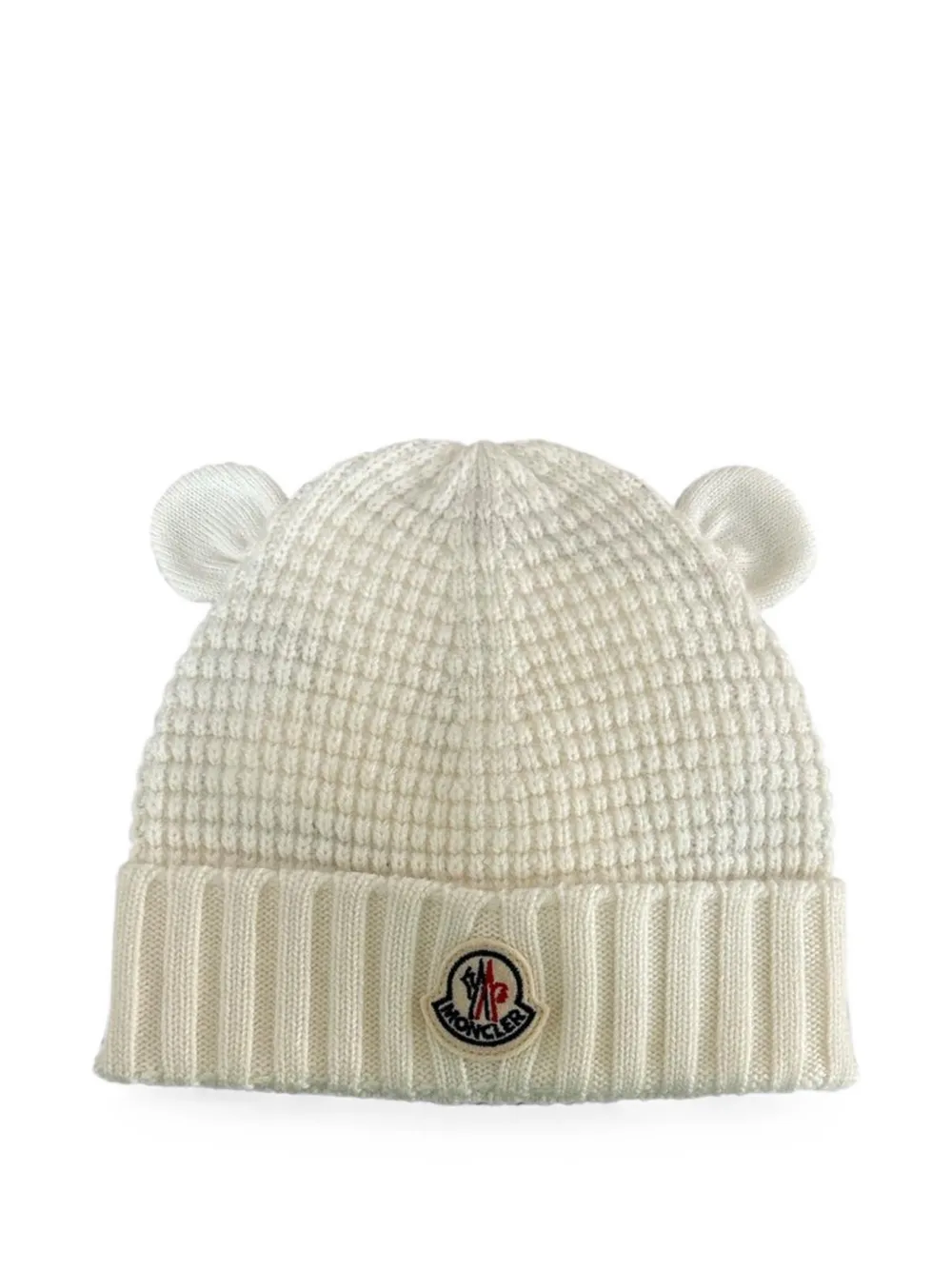 Moncler Enfant bonnet à patch logo - Blanc Moncler Enfant bonnet à patch logo - Blanc