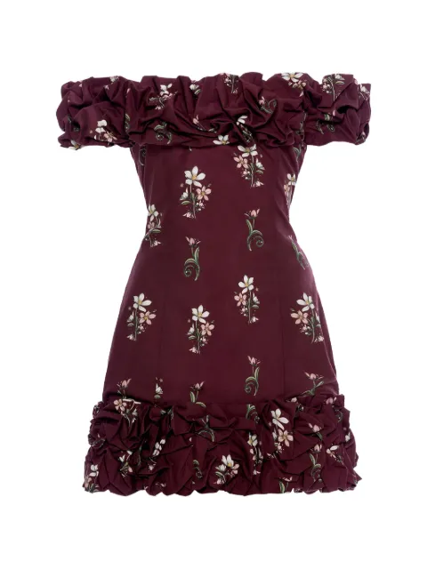 Agua By Agua Bendita Garden Night ruffled floral-print mini dress