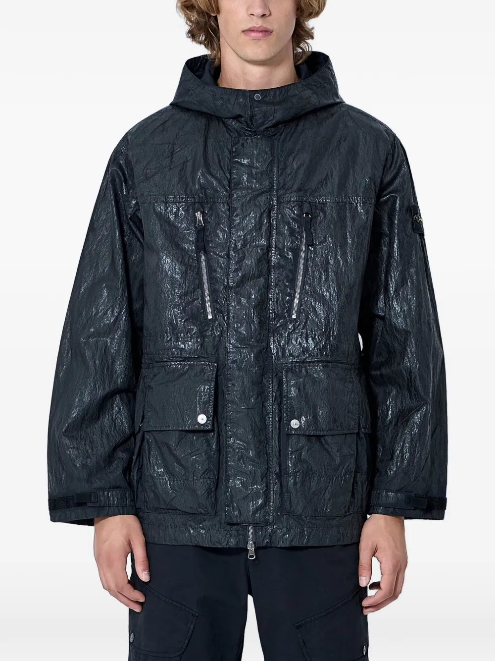 Stone Island 拉链连帽夹克 | 黑色 | Image 1