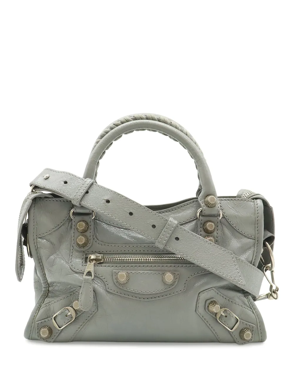 Balenciaga Pre-Owned 2018-2026 Mini Lambskin Motocross Giant 21 City satchel - Grigio