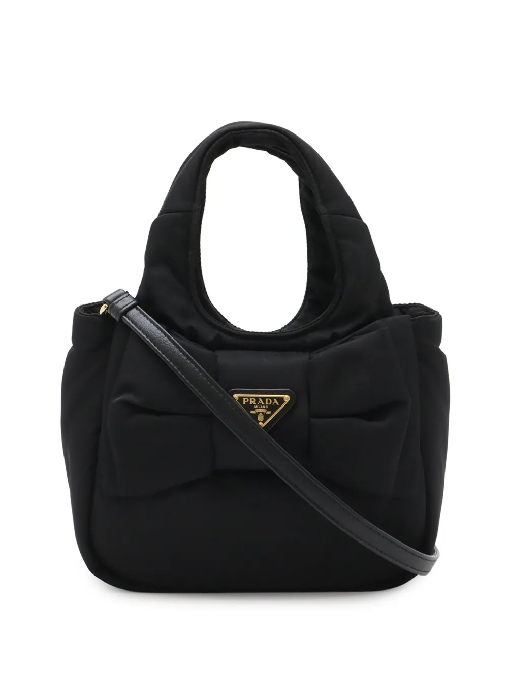 Prada Pre-Owned 2019-2026 Mini Padded Re Nylon Bow satchel - Nero
