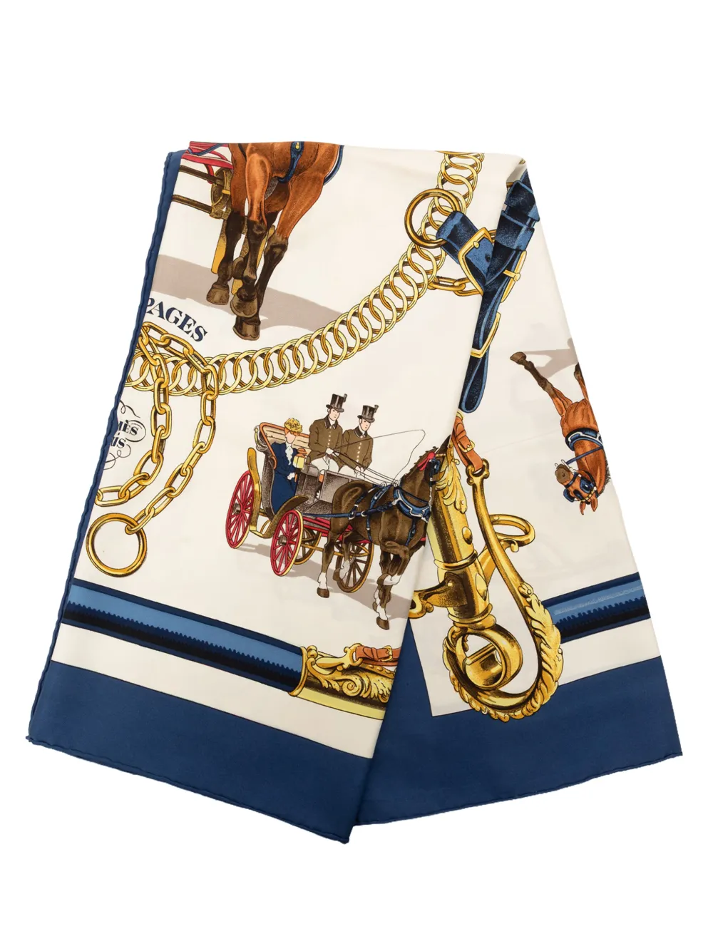 Hermès Pre-Owned 20th Century Equipages Silk Scarf 90 scarves - Bianco
