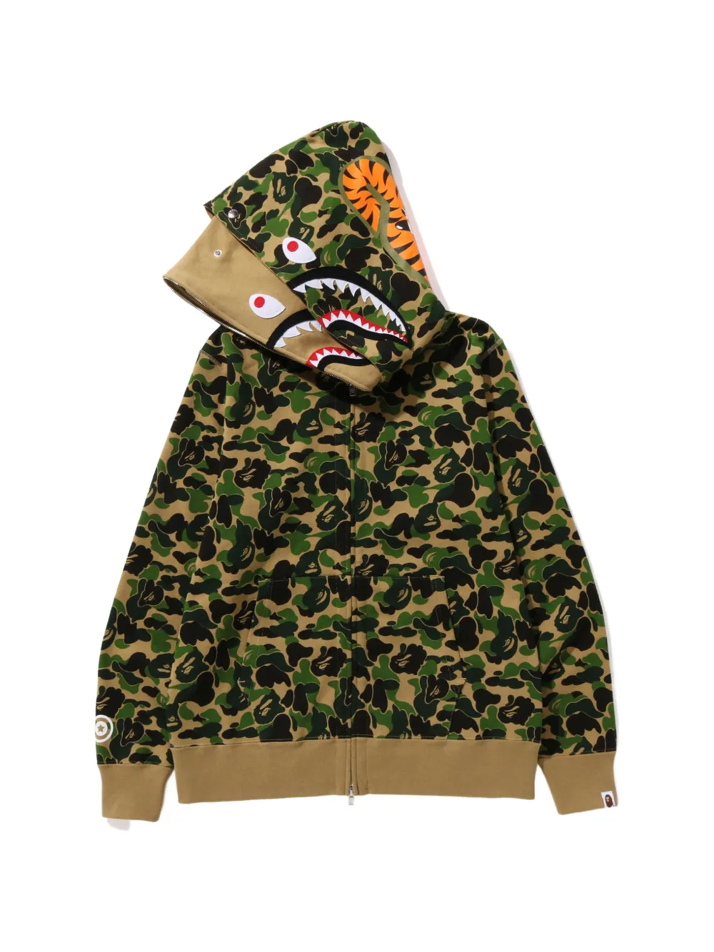 A BATHING APE full-zip camouflage-print hoodie Groen