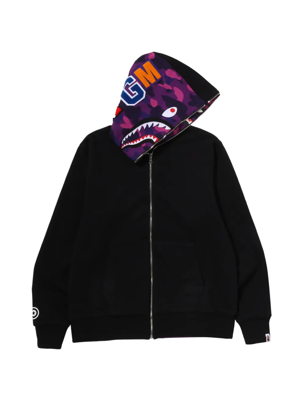 A BATHING APE Shark hoodie met camouflageprint Zwart