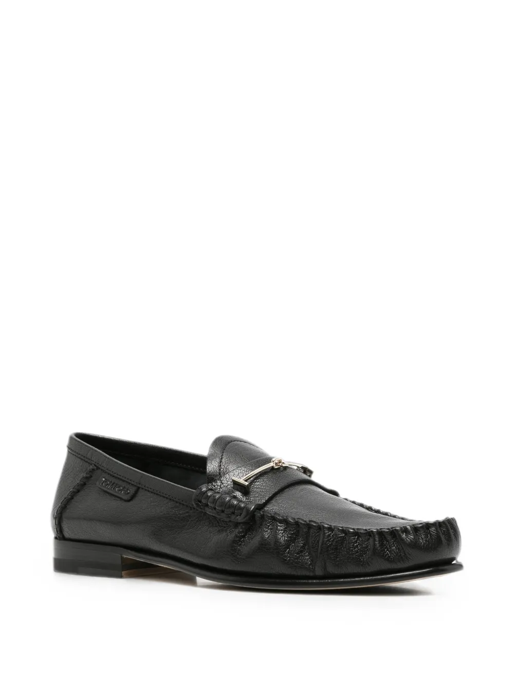TOM FORD T-bar pebbled leather loafers Zwart