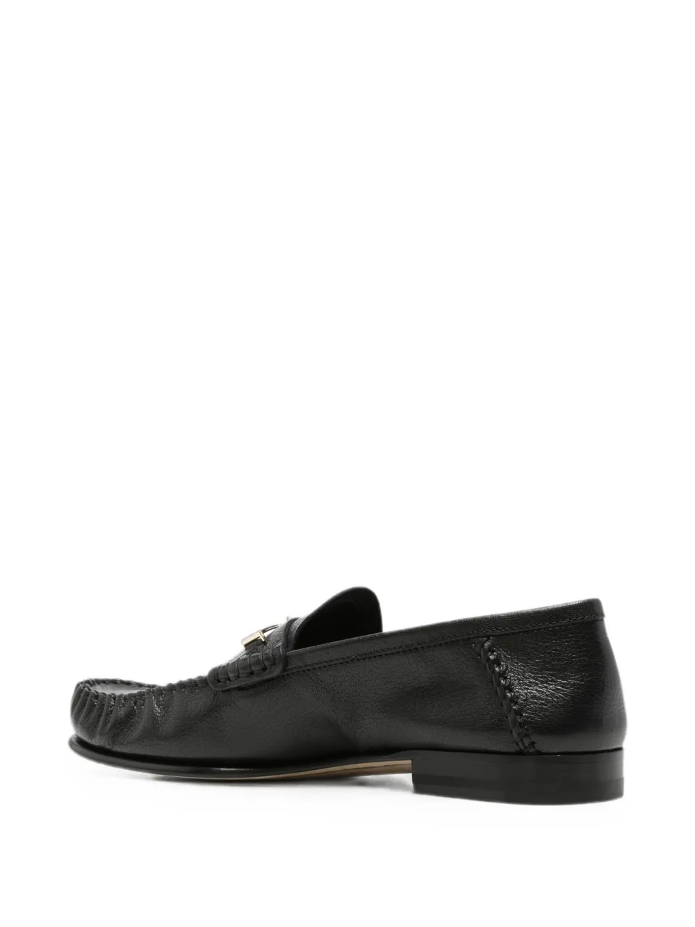 TOM FORD T-bar pebbled leather loafers Zwart