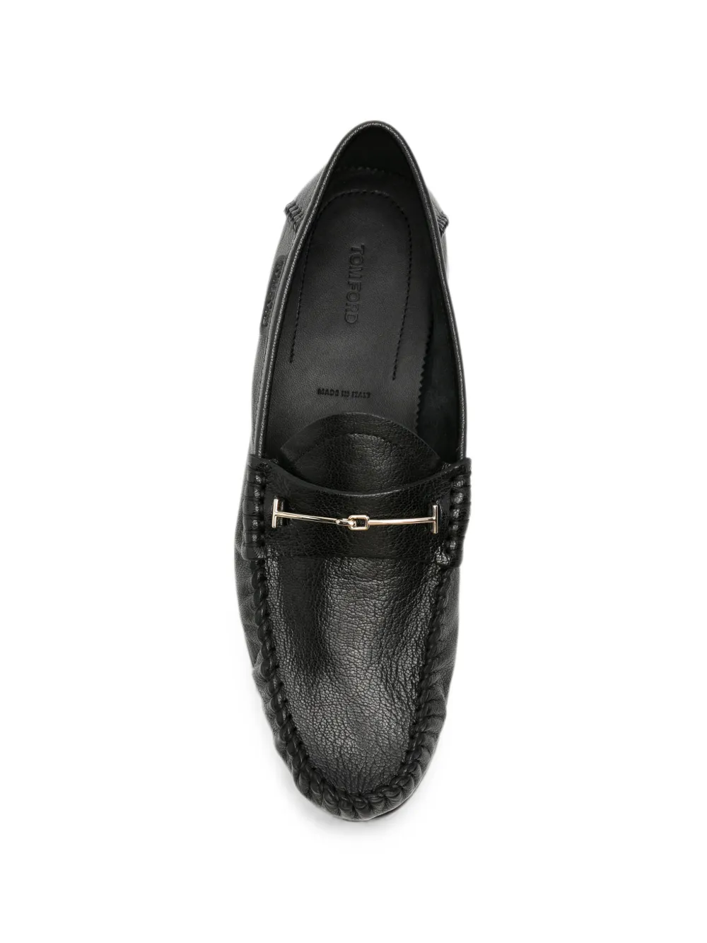 TOM FORD T-bar pebbled leather loafers Zwart
