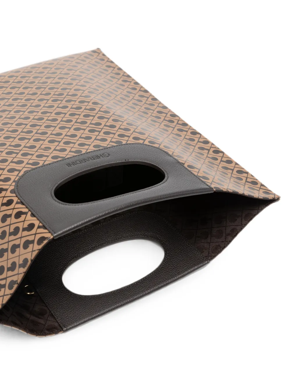 Gherardini Shopper met uitgesneden handvat en logo-print Bruin