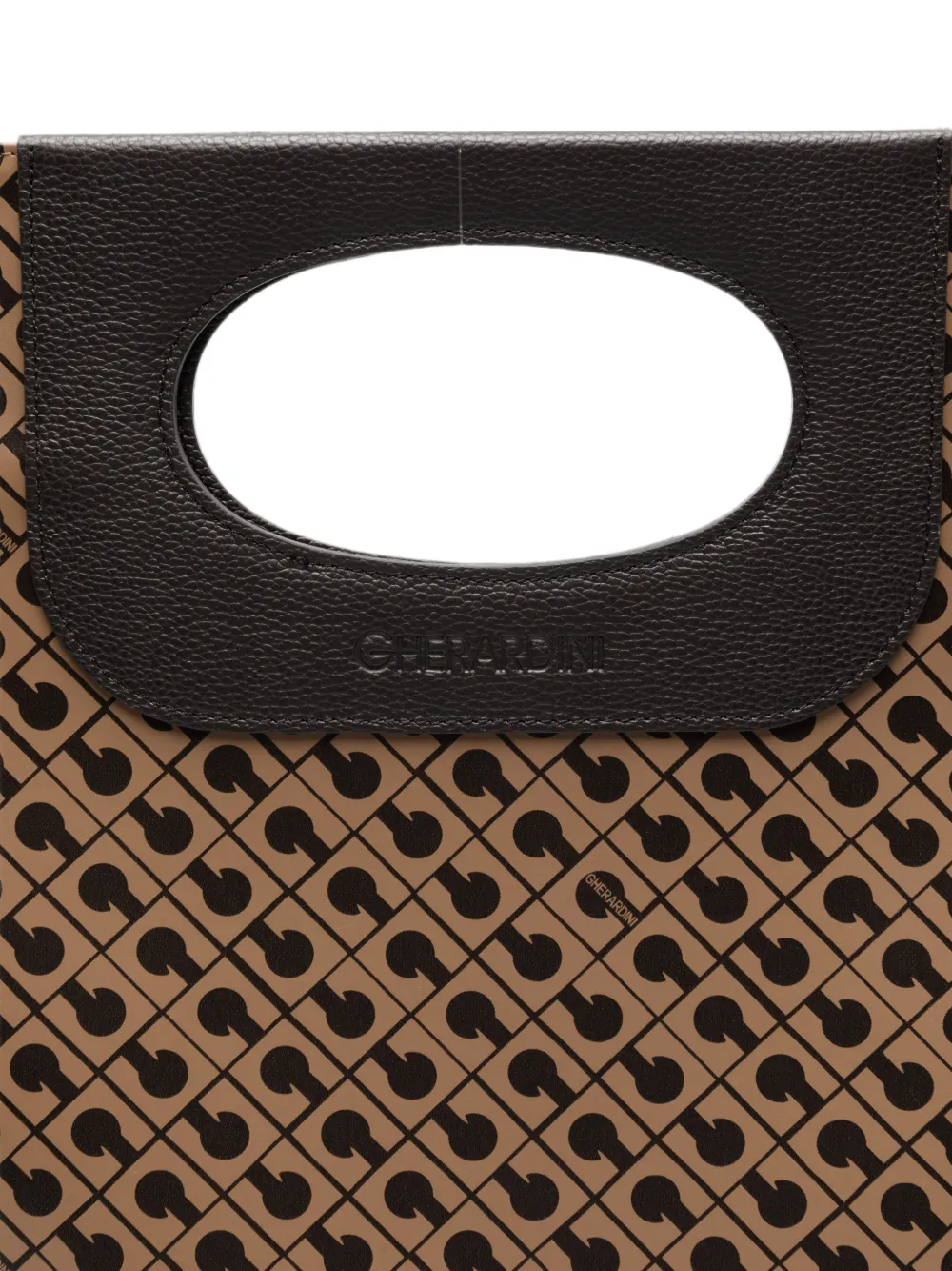 Gherardini Shopper met uitgesneden handvat en logo-print Bruin