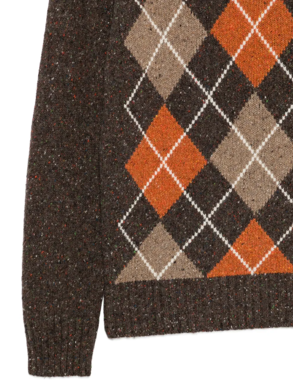 Kangra Gebreide trui met gespikkeld effect en argyle-patroon Bruin
