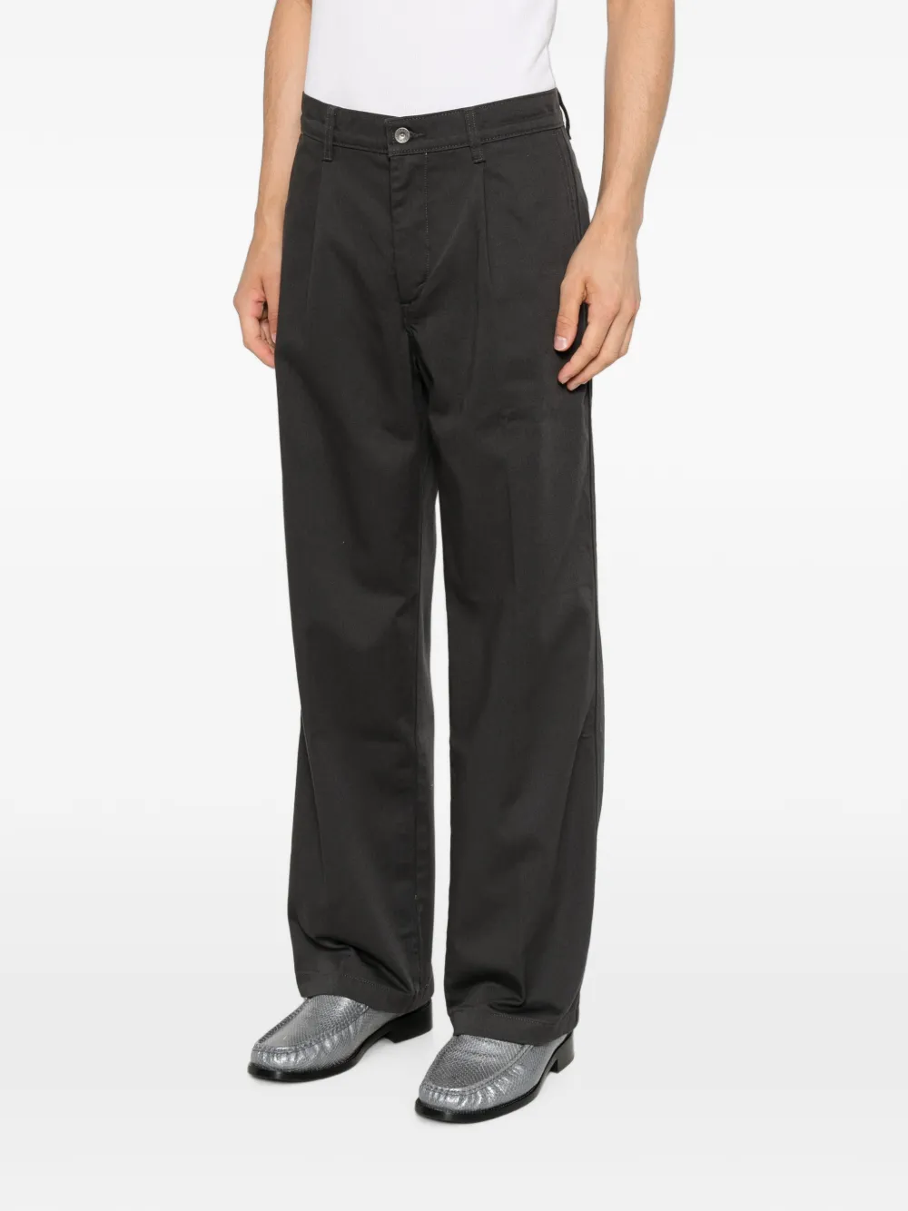 Levi's pleated-detail straight-leg jeans Grijs