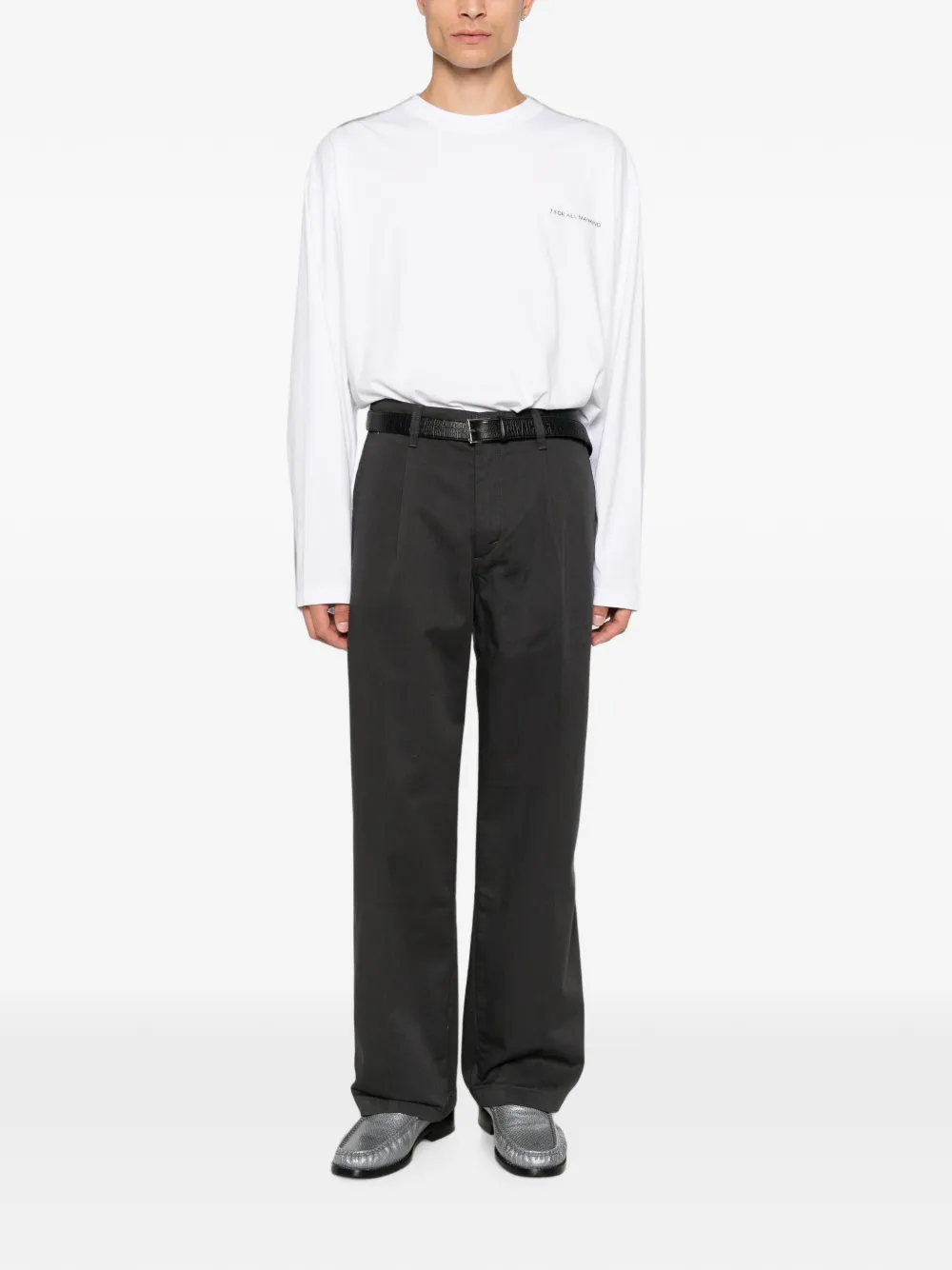 Levi's pleated-detail straight-leg jeans Grijs