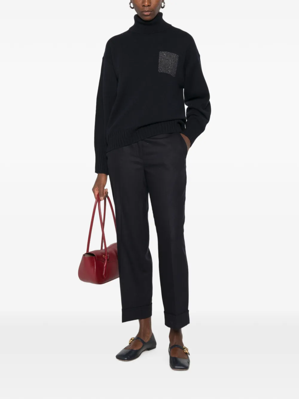 Peserico Geplooide broek met omgeslagen pijpen Blauw