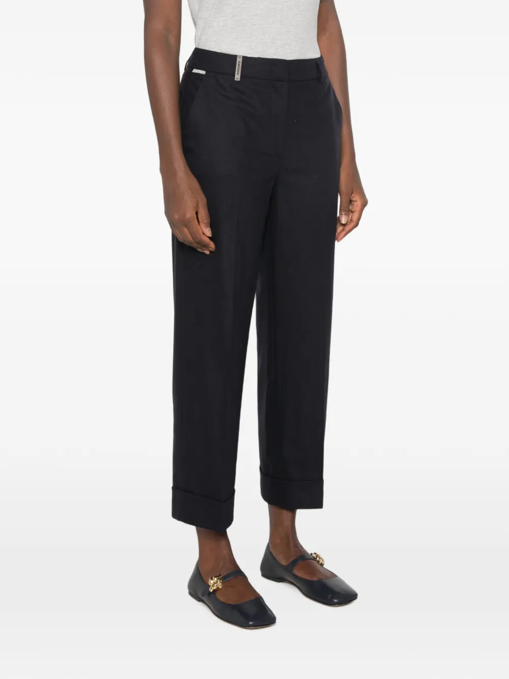 Peserico Geplooide broek met omgeslagen pijpen Blauw