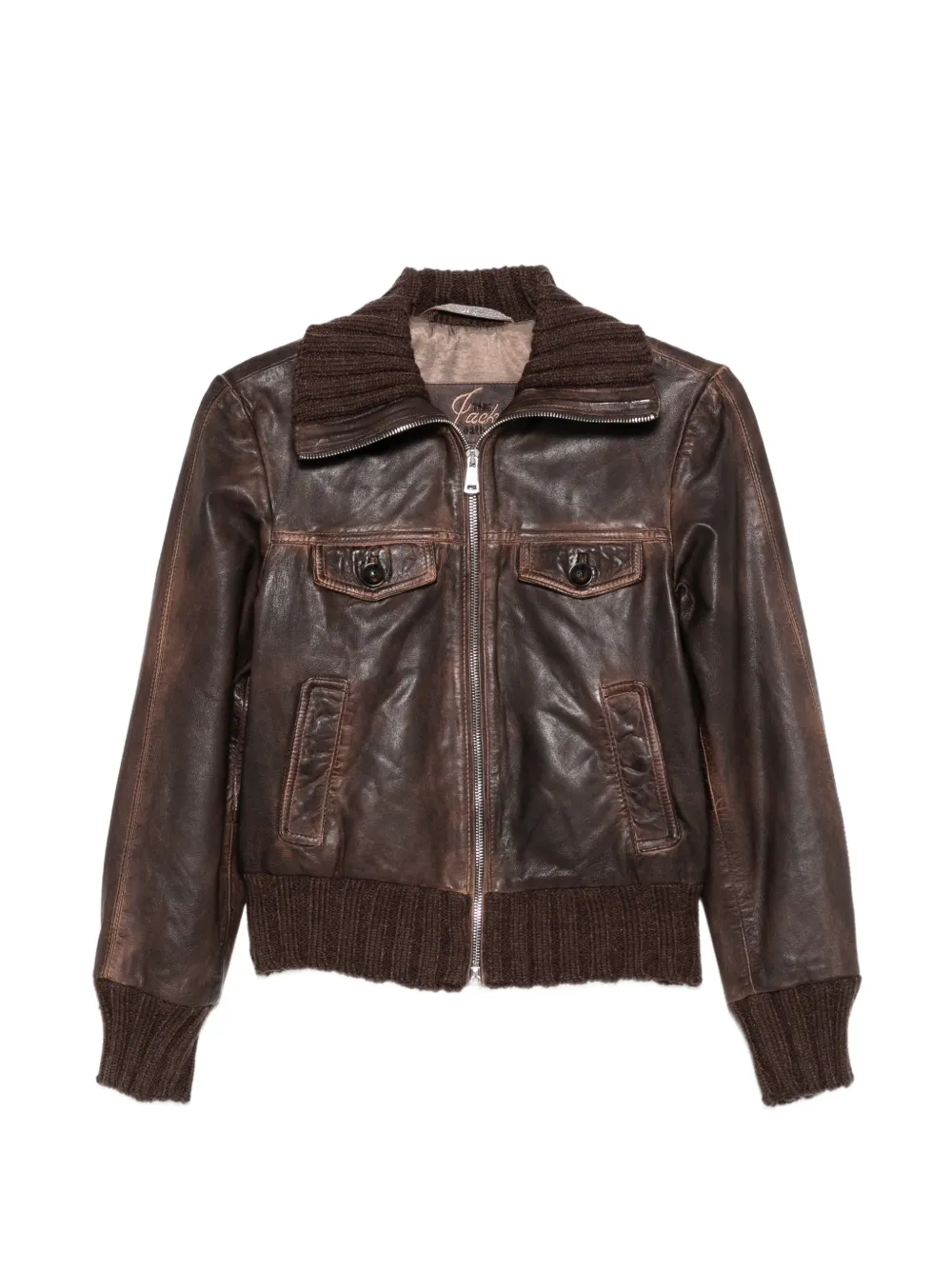 The Jackie Leathers ribbed-trims leather jacket