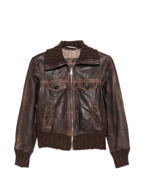 The Jackie Leathers ribbed-trims leather jacket