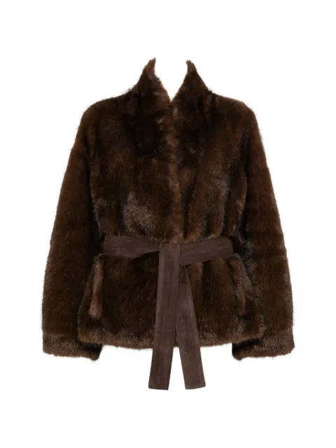 VALENTINI 1972 faux-fur belted jacket