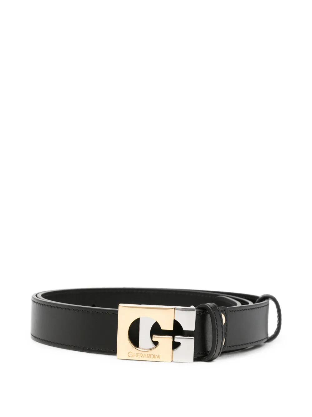 Gherardini logo-plaque leather belt - Nero